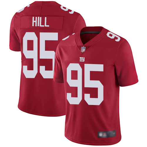 Men New York Giants 95 B.J. Hill Red Limited Red Inverted Legend Football NFL Jersey